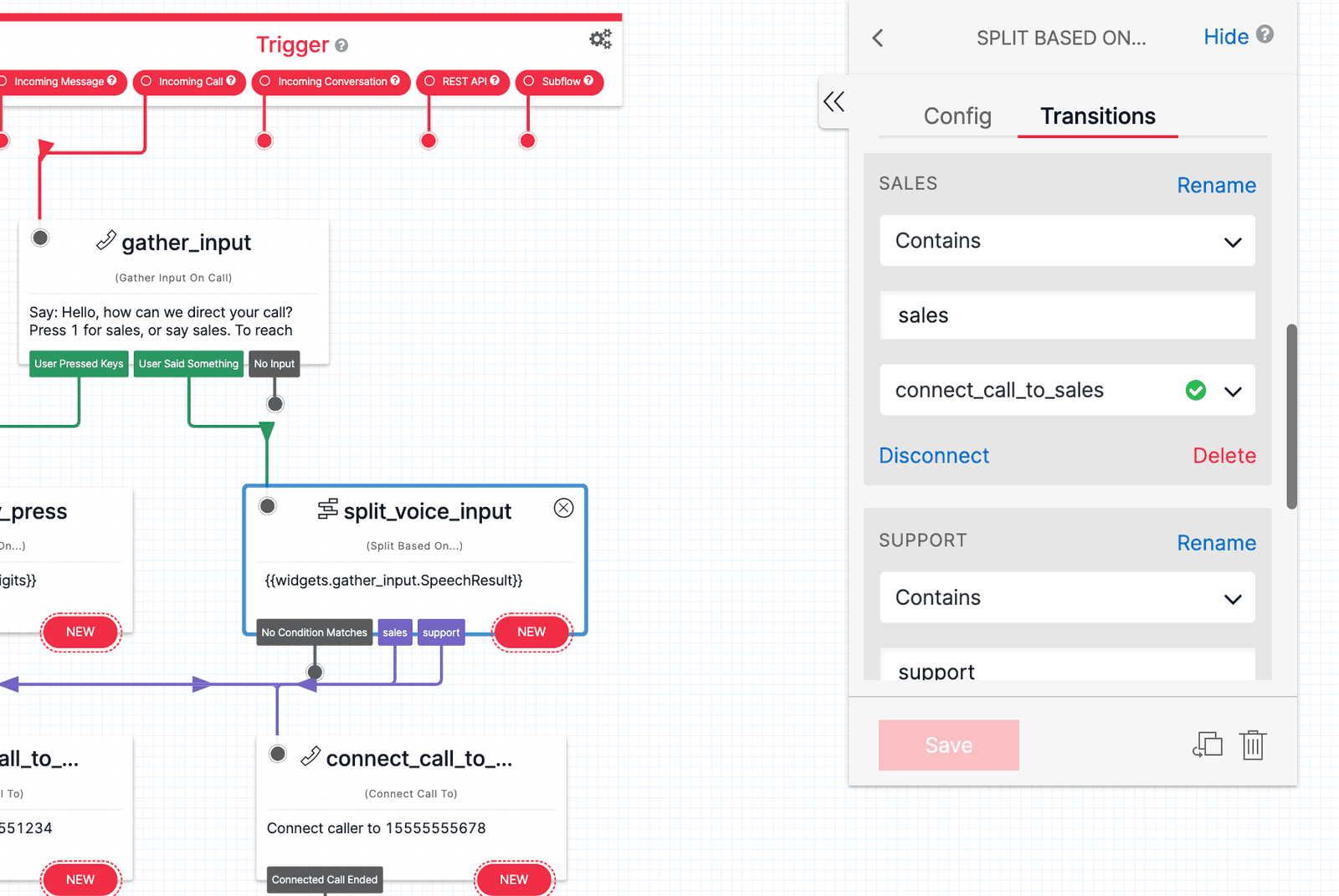 Twilio Studio IVR tutorial conditions for SpeechResult.
