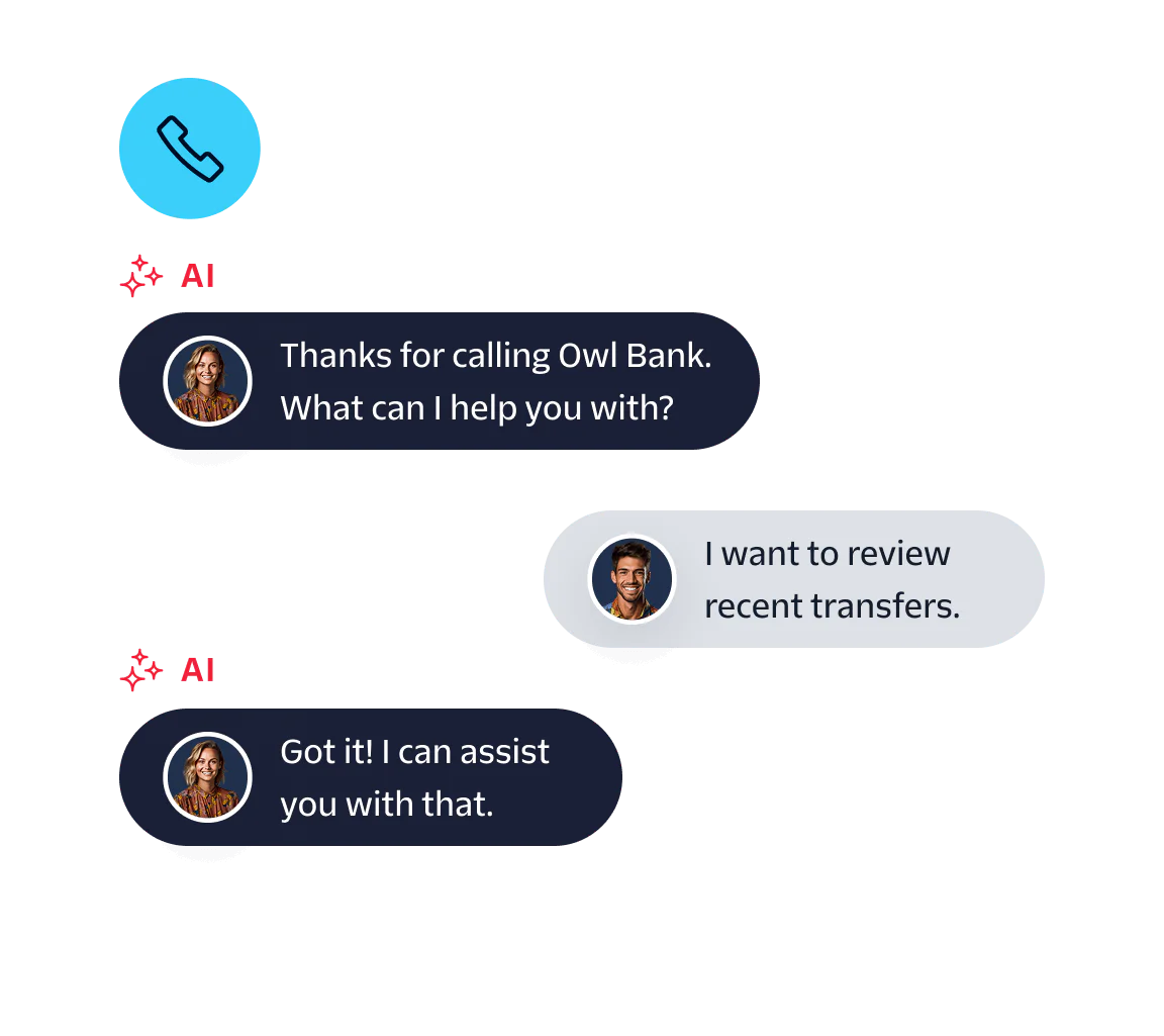 UI showing secure, compliant banking alerts across WhatsApp, chat, phone calls, or email Smiling couple looking at phone with various communication icons overlayed.