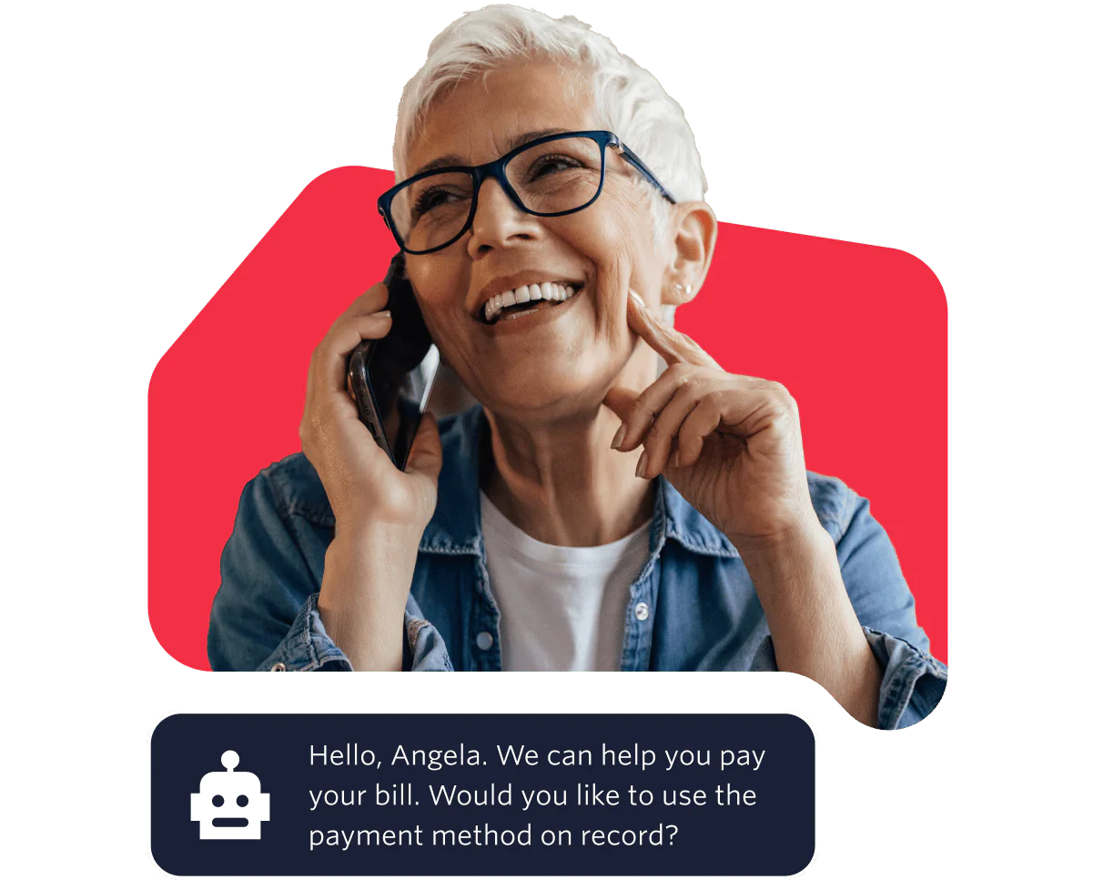 Elderly woman with glasses smiling while talking on the phone against a red background. Elderly woman with glasses smiling while talking on the phone against a red background.