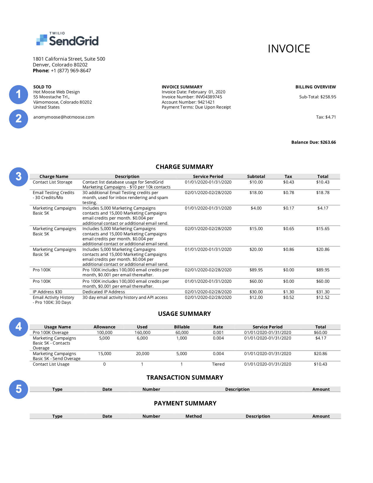 An invoice example.