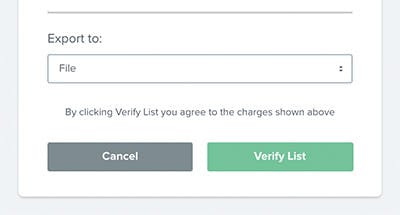 Briteverify click Verify List button to begin.