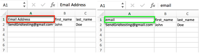 Move email header to column A.
