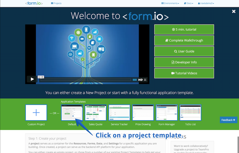 Form.io Home Page.