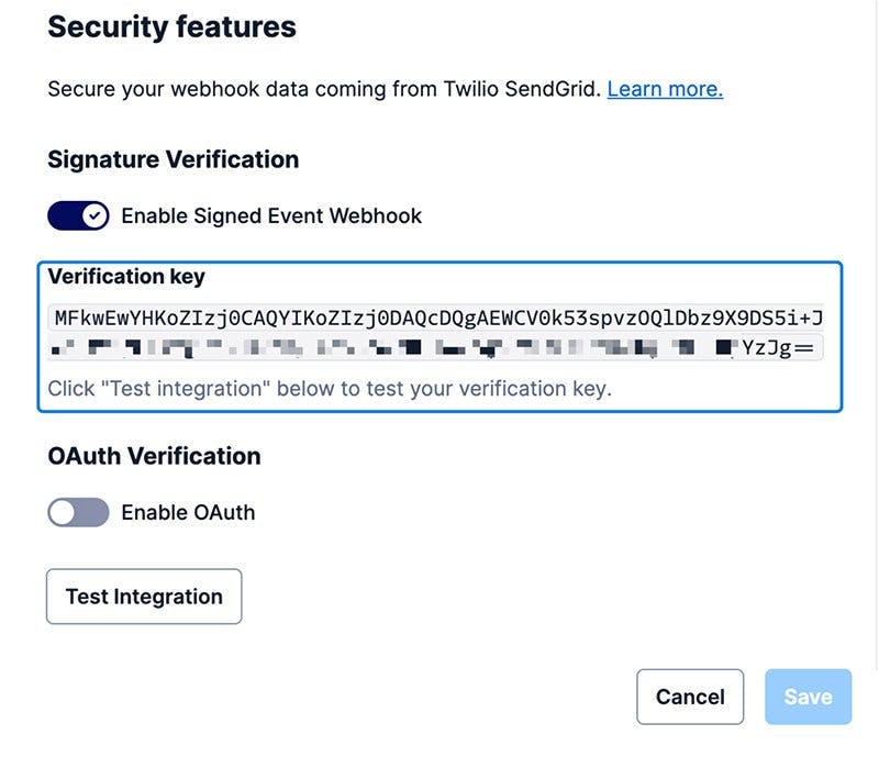 Event Webhook Signature Verification Public Key.