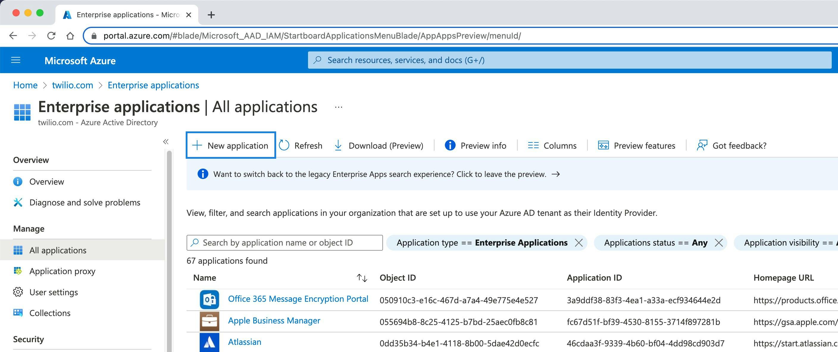 Add a new application to Azure AD.