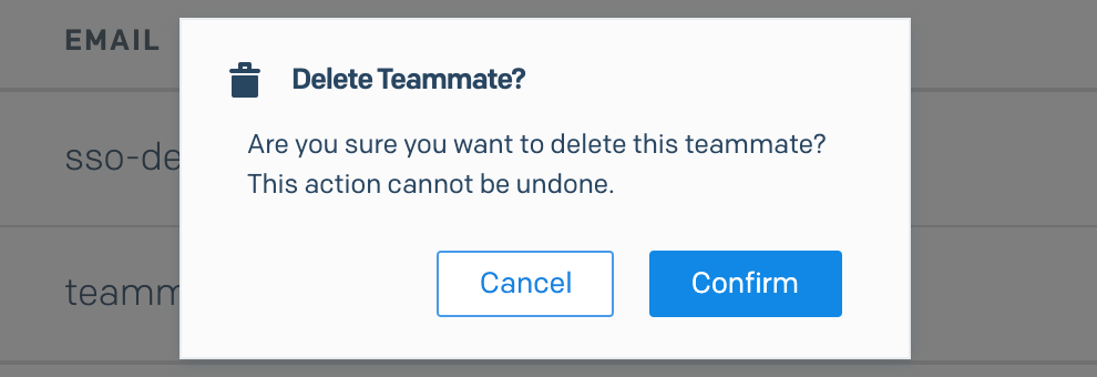 Confirm deletion of a Twilio SendGrid Teammate.
