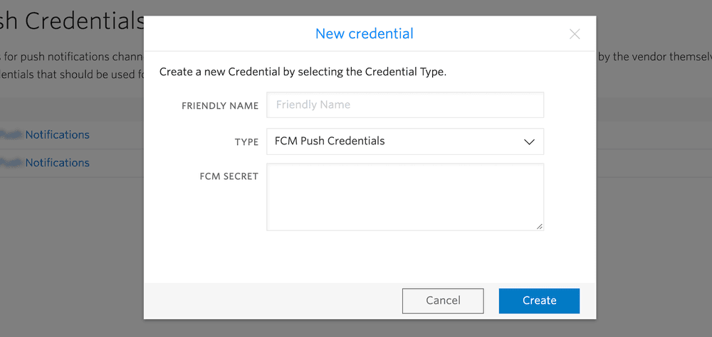 Add Push Credentials.