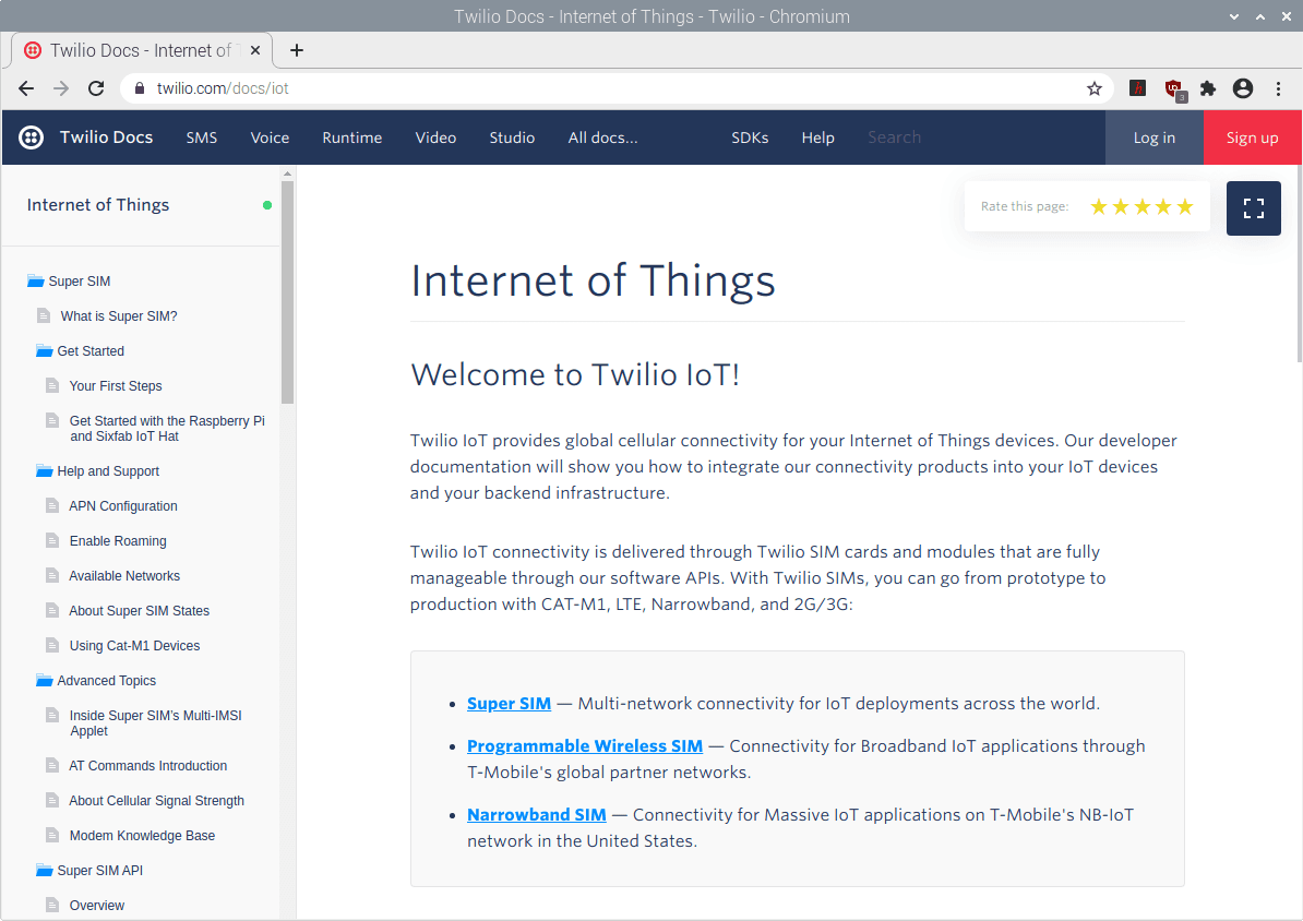 Twilio docs website.