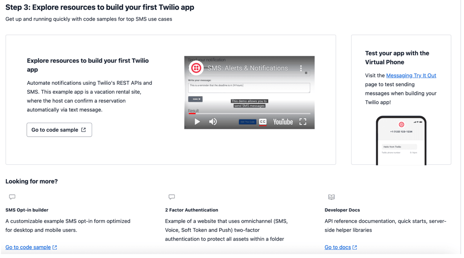Code sample links from Free Trial signup workflow.