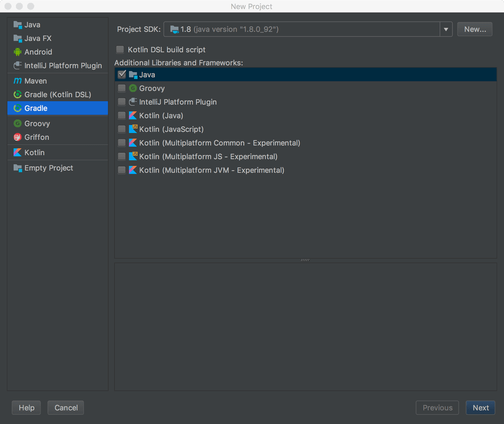 New Gradle Project with IntelliJ IDEA.