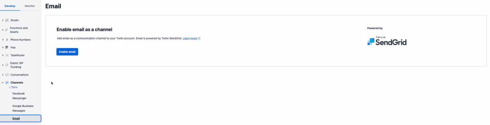 Enable email as a channel in Twilio Flex using SendGrid.
