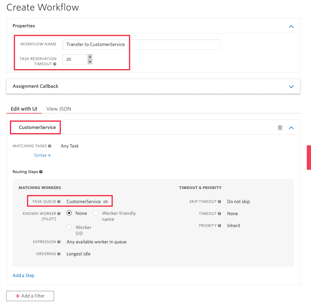 Create TaskRouter Workflow.