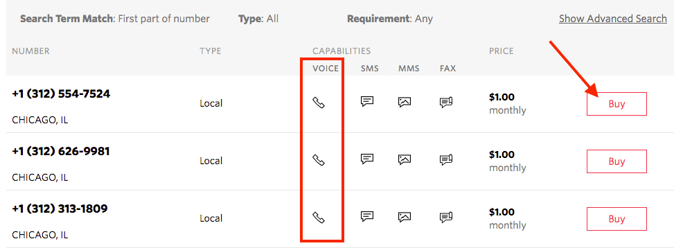 Purchase a voice-enabled phone number from Twilio.