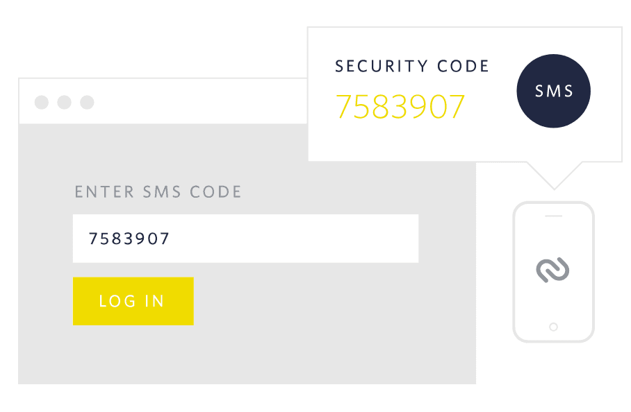 Security code 7583907 is displayed for SMS verification and login.