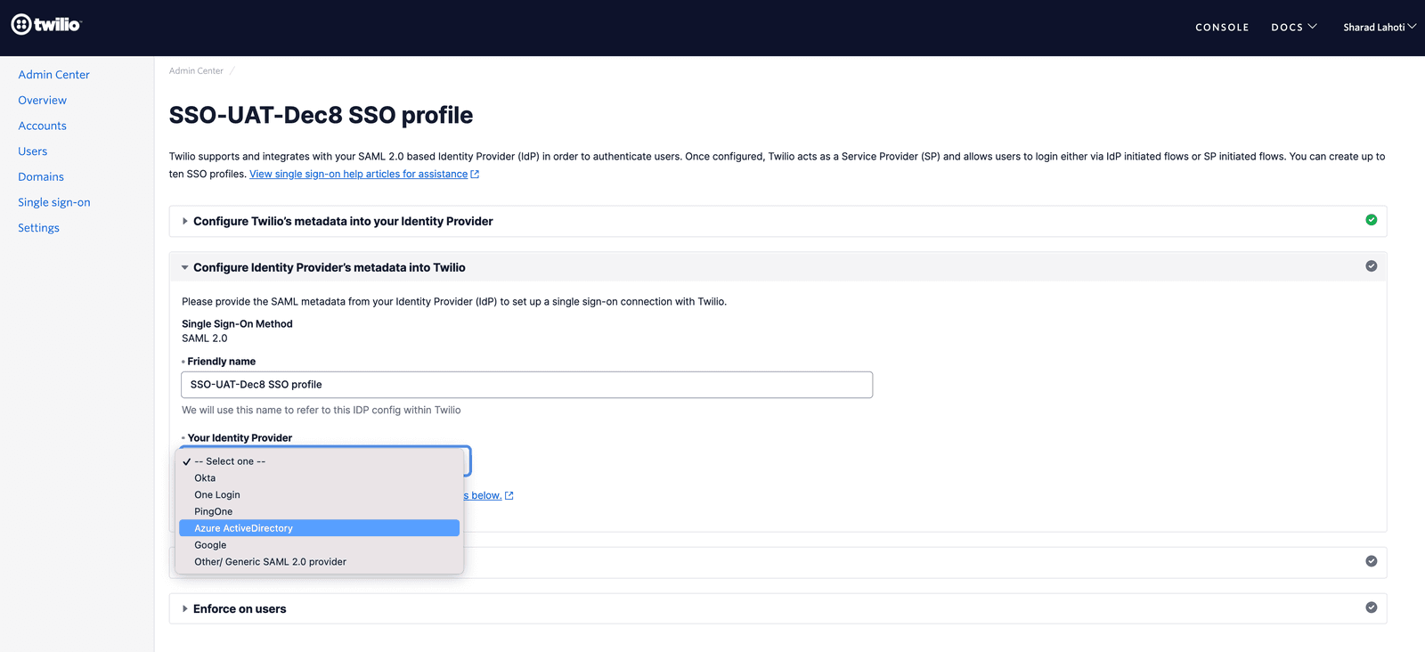 SSO-AdminCenter-Configure IdP Metadata 1.