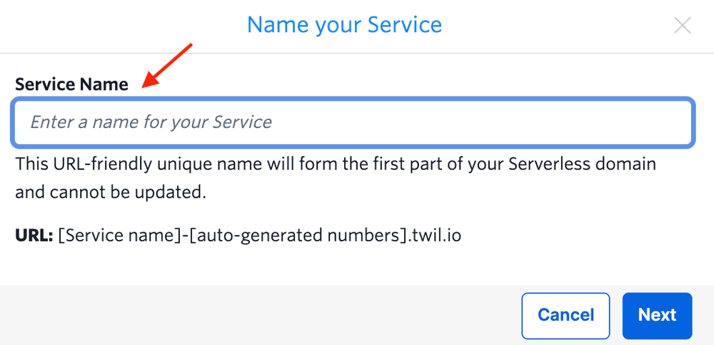Creating a New Service in Functions Editor.