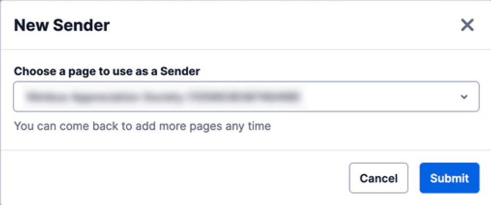 Page as a new Sender .