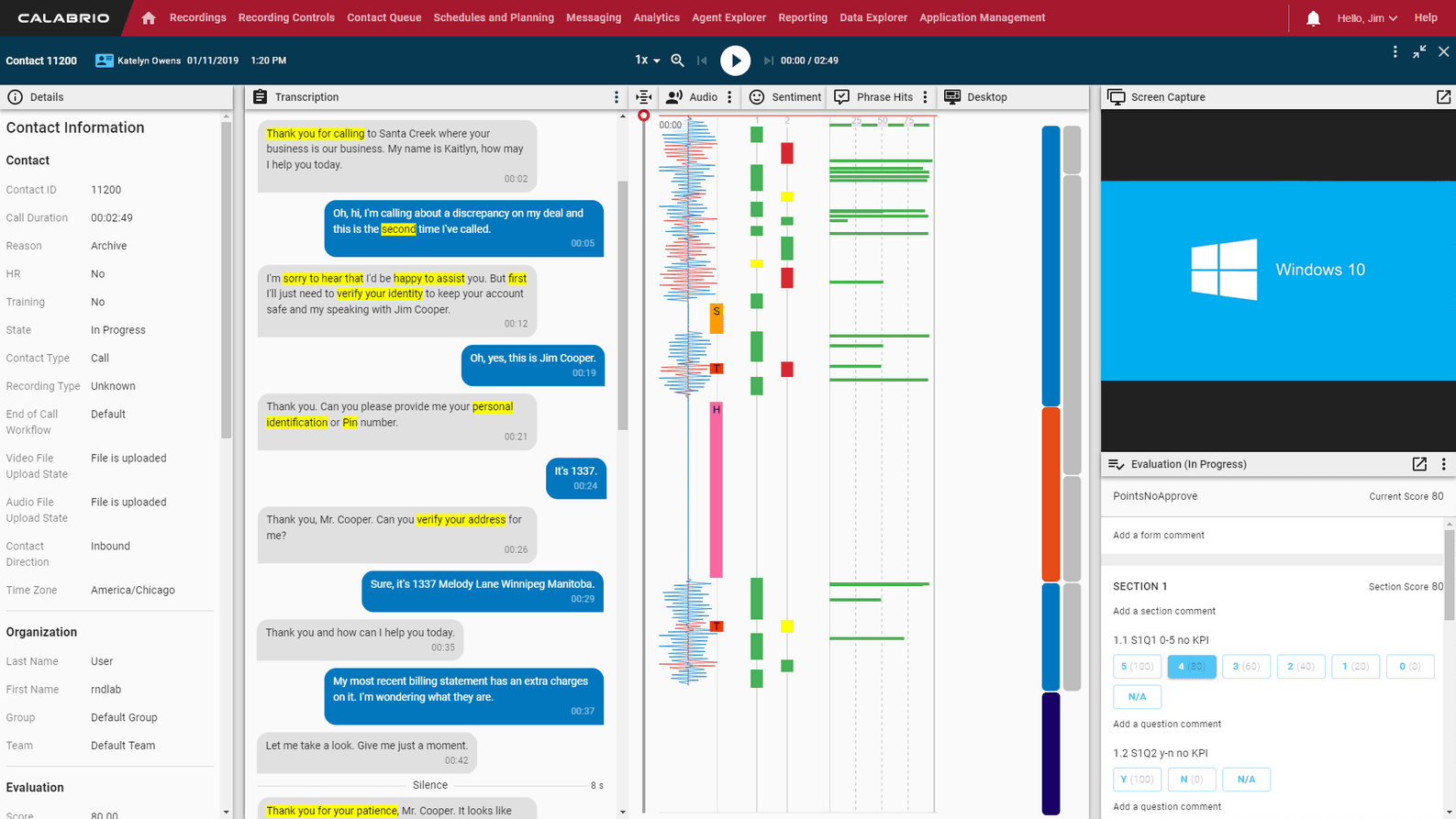 Calabrio Quality Management.