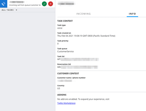 Flex UI Task Info Tab.