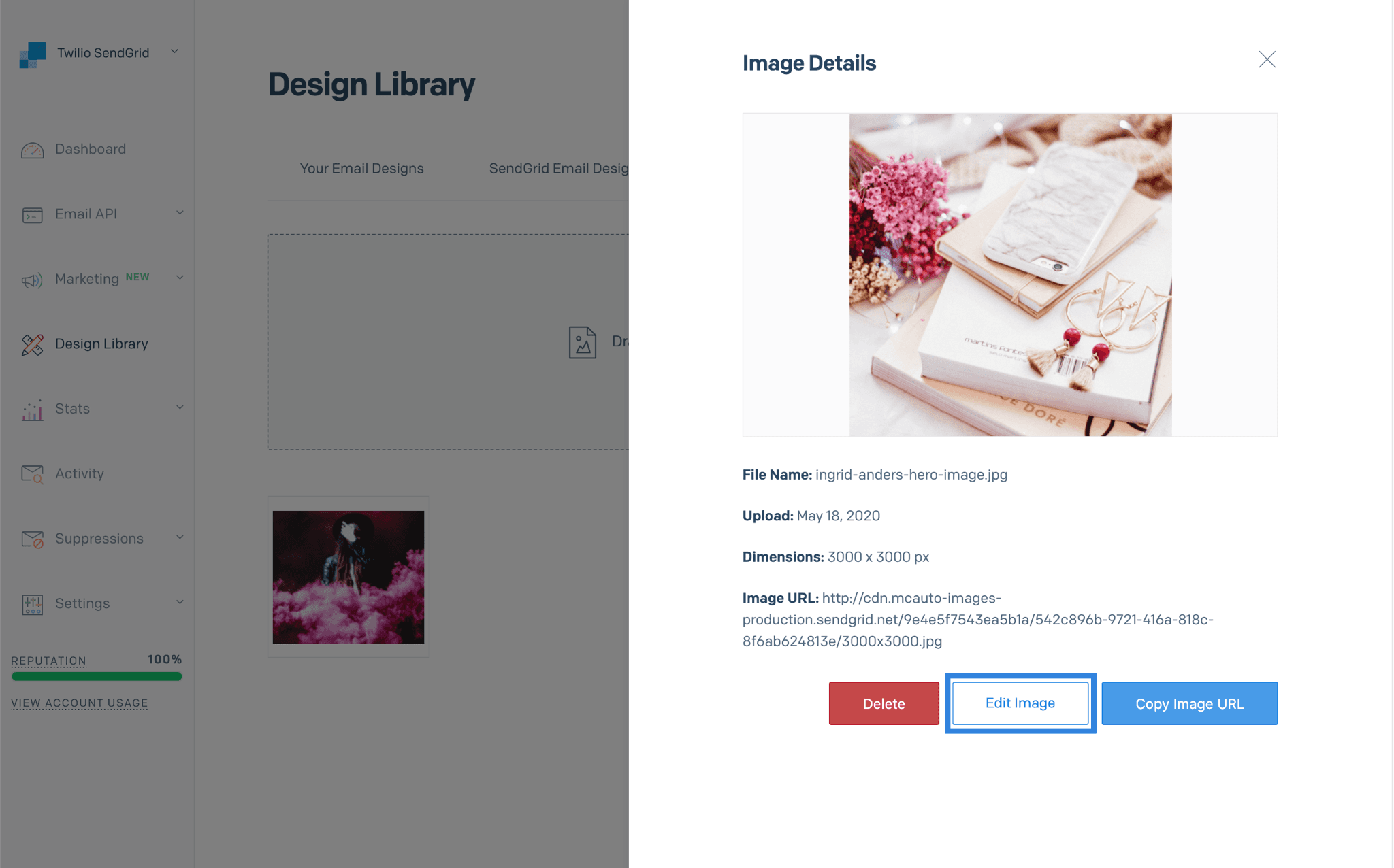 The edit button highlighted inside the image details menu.