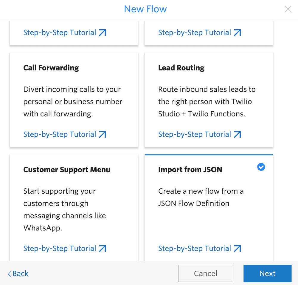 Studio Import from JSON template.