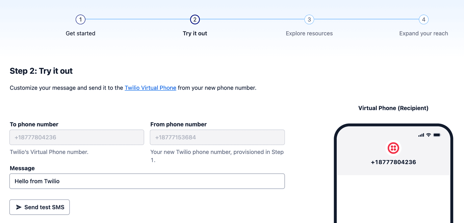 Free Trial Step Two screen.