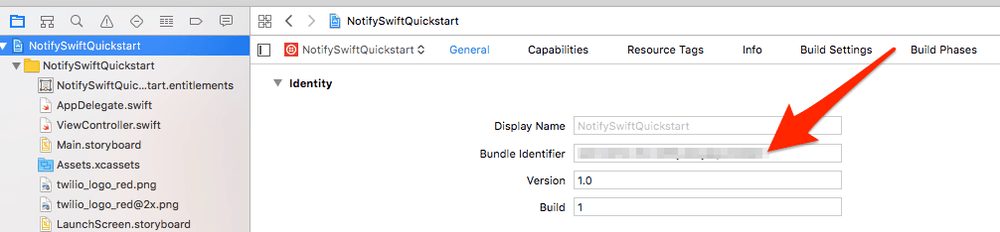 Notify iOS Quickstart - Sample mobile app bundle identifier.