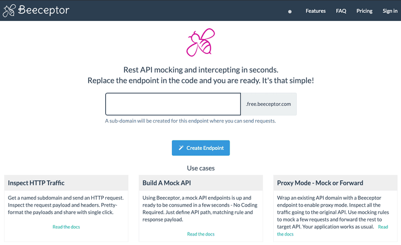 Enter an endpoint name in the large text field.