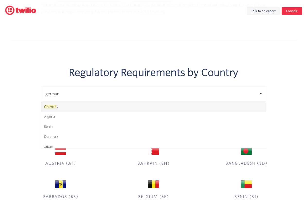 Dropdown showing Germany under Regulatory Requirements by Country.