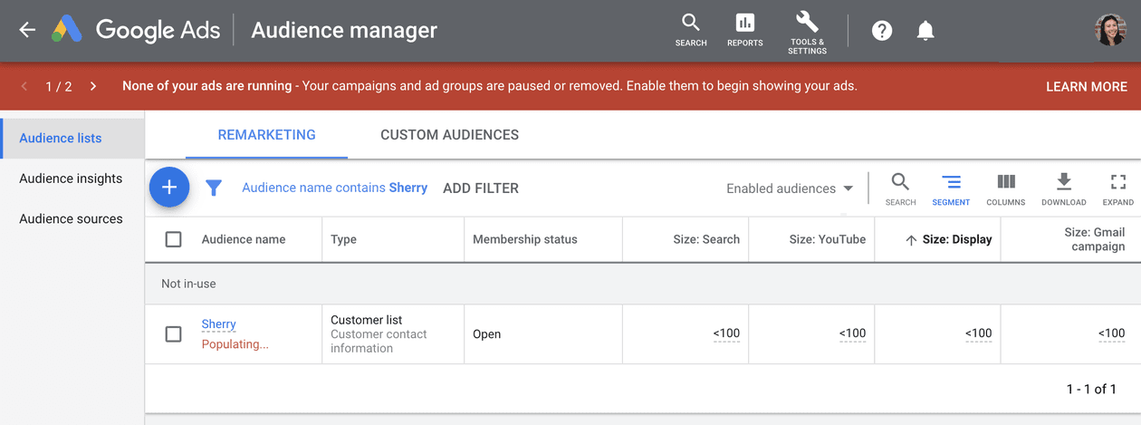 The SQL Schema Name screen in the Google Ads setup flow.