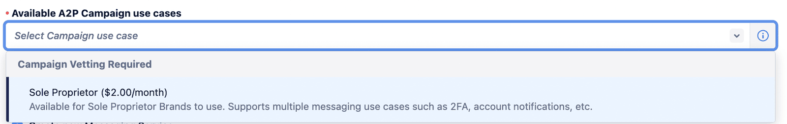 A2P campaign registration is in progress; submitted and under review.