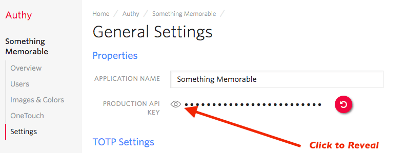 Account Security API Key.
