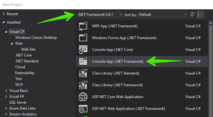 Visual Studio New Console App.
