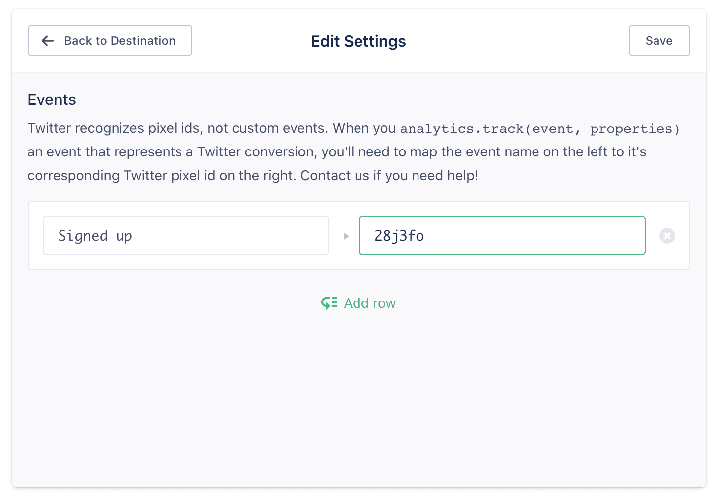 Event mapping settings showing ABC event to Event Name and Attributes.