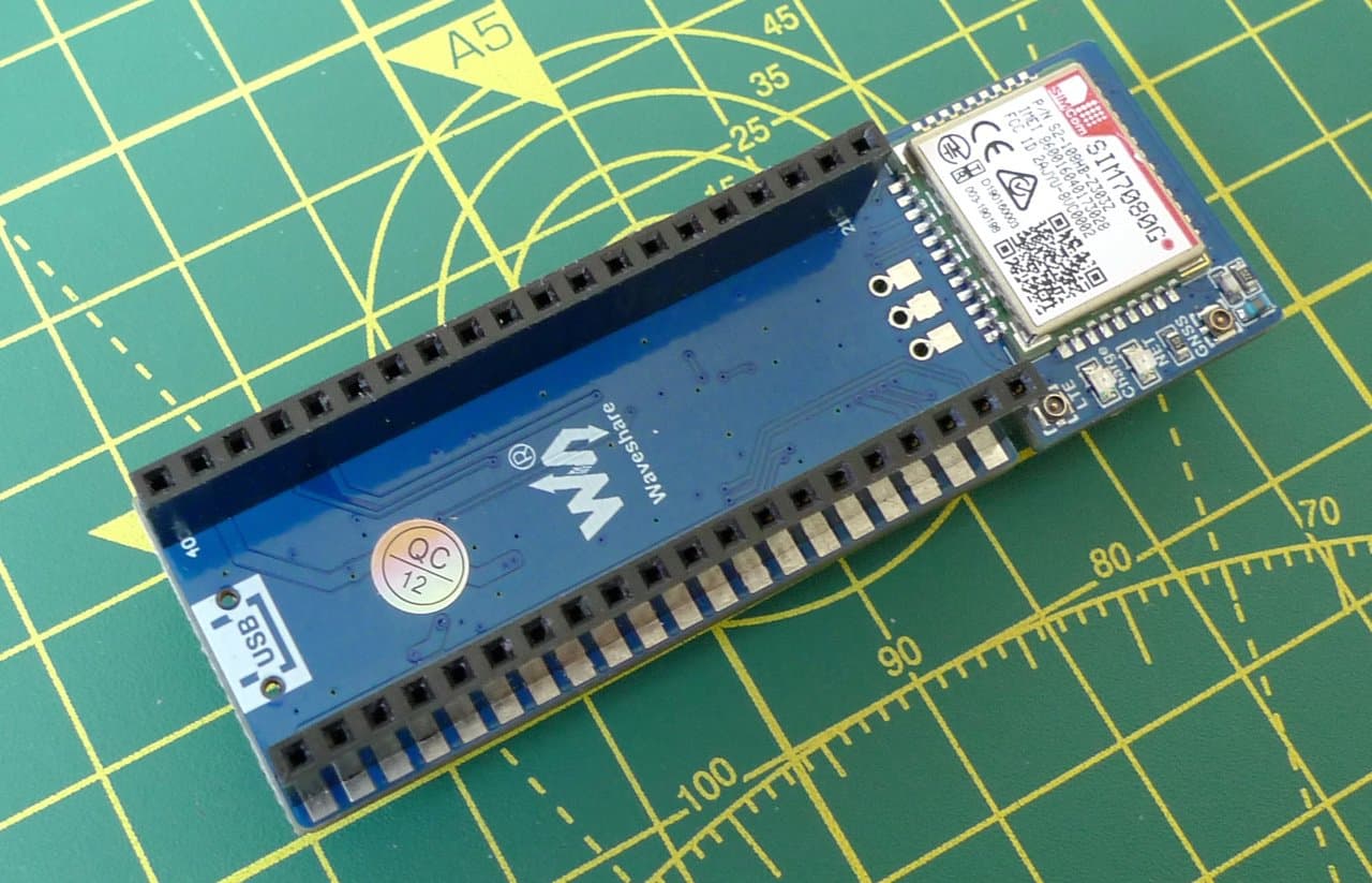 The Waveshare board with female headers added.