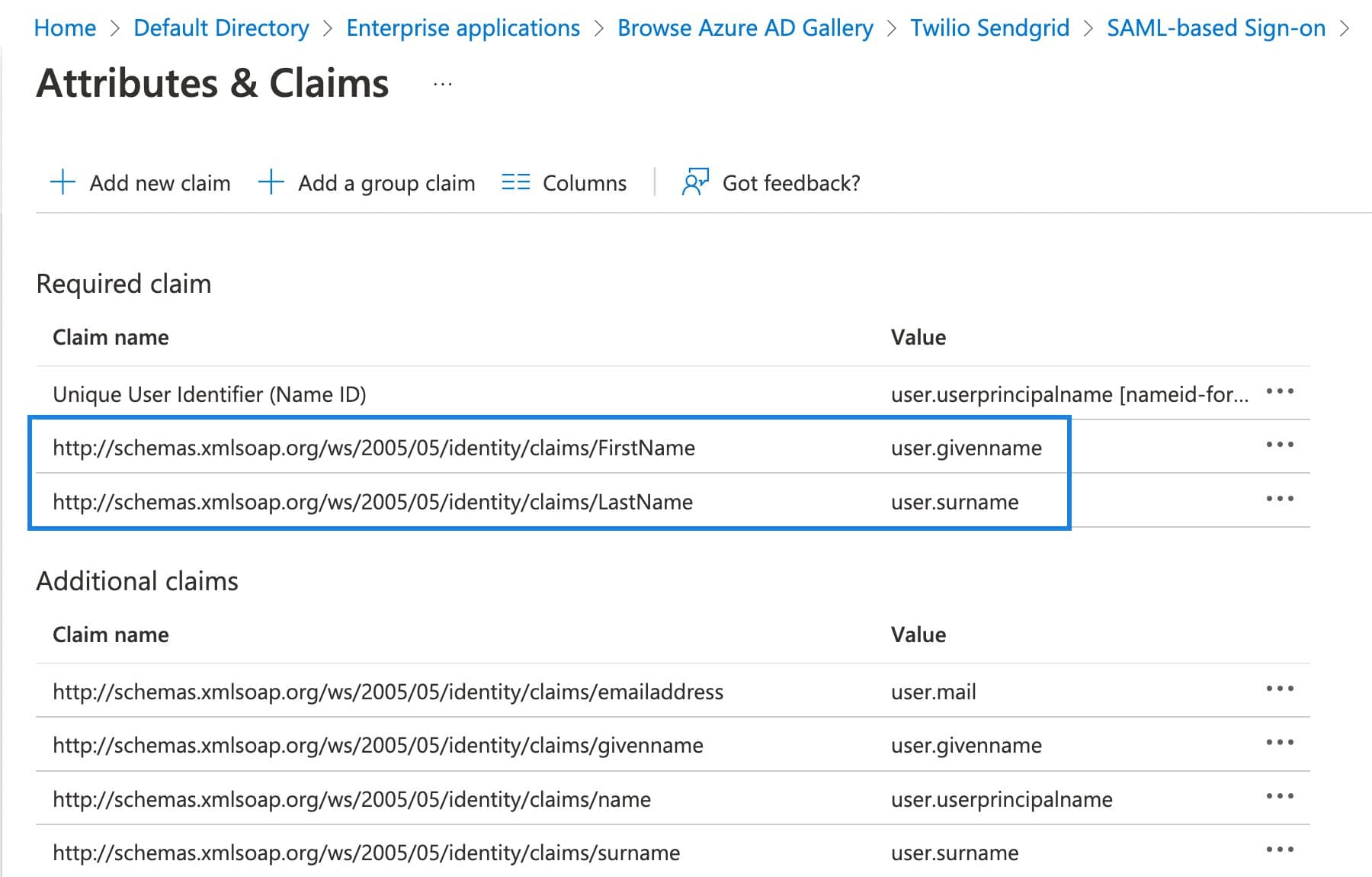 FirstName and LastName attributes.