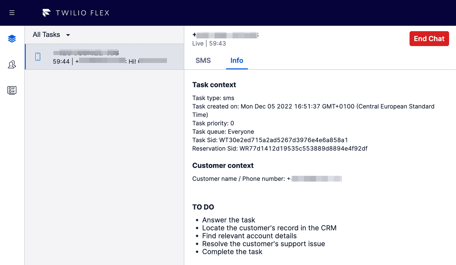 Twilio Flex TaskInfoPanel.