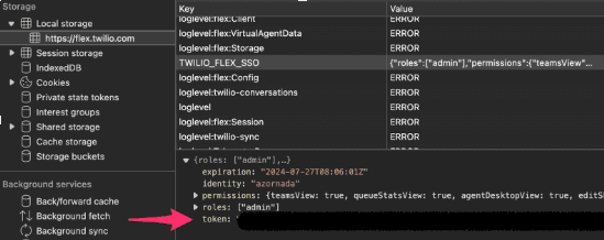 The JWE token in the browser's local storage.