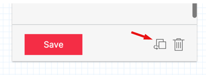 Inspector panel with save button and delete icon highlighted.