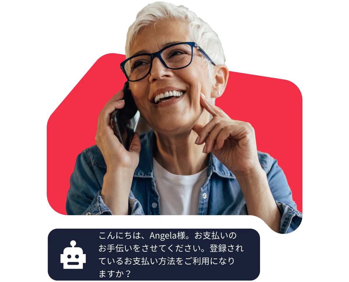 Elderly woman with glasses smiling while talking on the phone against a red background. Elderly woman with glasses smiling while talking on the phone against a red background.