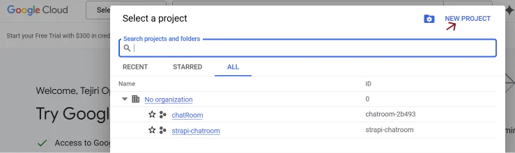 Select a Google project