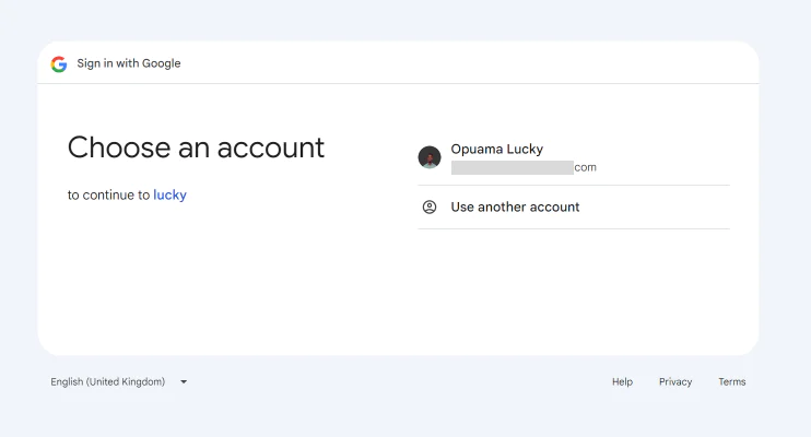 Sign in with Google - Choose an account