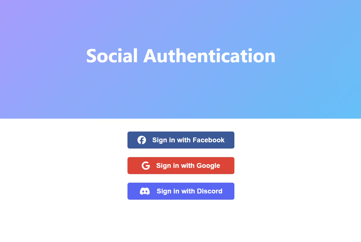 The social authentication window of the application.