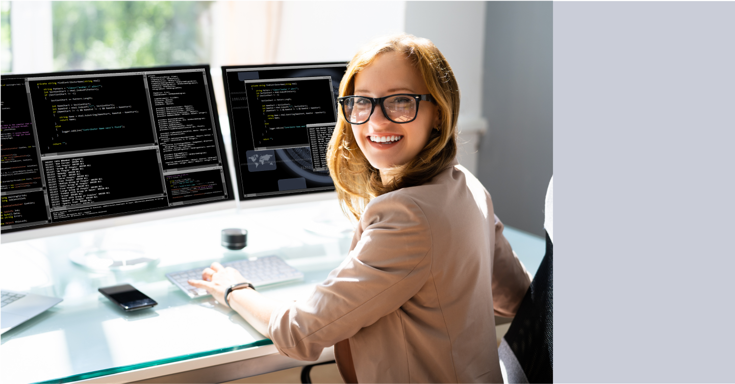 Developer girl coding a Secret Santa App