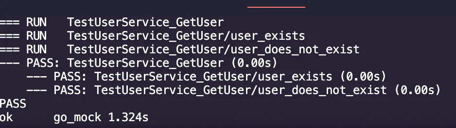 Result showing mocking with interfaces