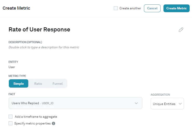 Rate of User Response metric