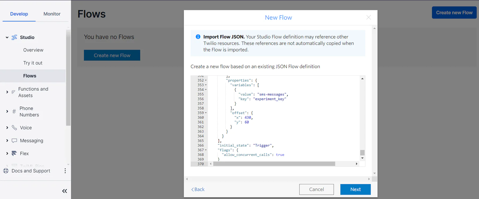 Import JSON Flow