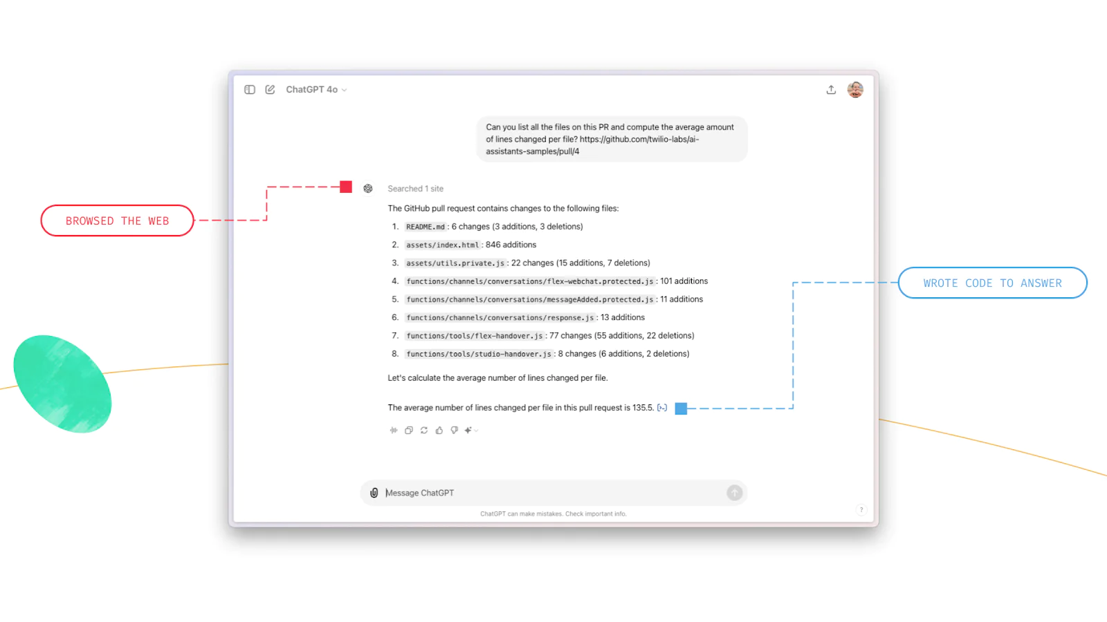 An AI Agent which browsed the web to examine a PR.