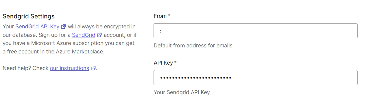 SendGrid Settings