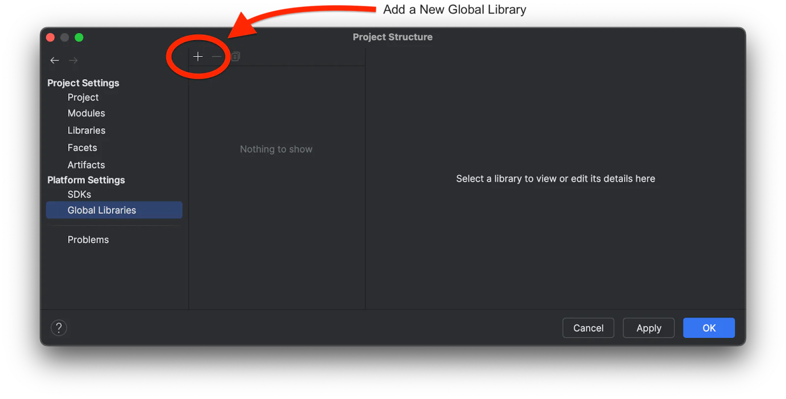 Interface for adding a new global library in project structure settings Interface for adding a new global library in project structure settings